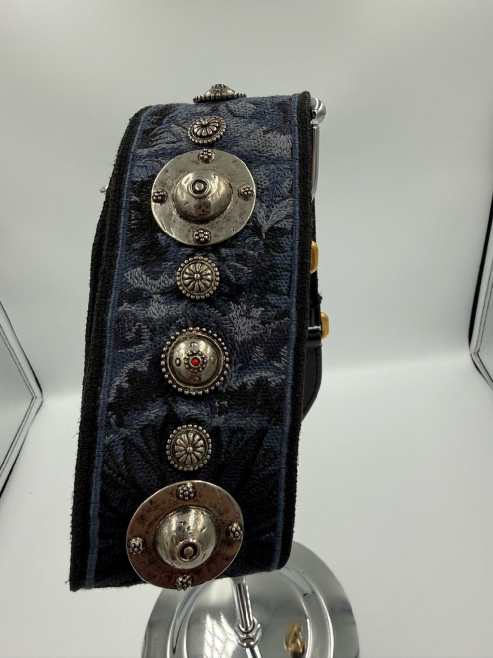 Dior Navy Denim Tie Dyed Saddle Mini Bag with Gold D Charm and Strap - Picture 12 of 16